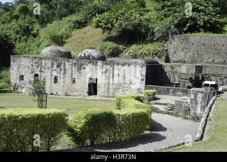 The historical architecture Kangra Fort is located 20 kilometers from the town of Dharamsala on the outskirts of  Kangra, India. Stock Photo