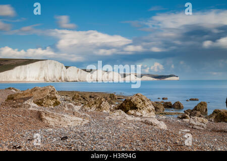 Seven Sisters chalk cliffs, East Sussex, England. South Downs National Park. Stock Photo