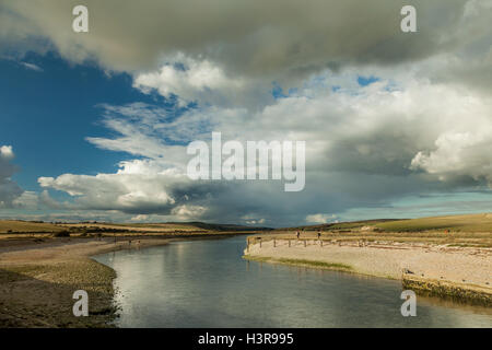 Dramatic sky over Cuckmere Haven, East Sussex, England. Stock Photo