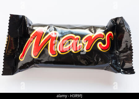 Fun size Mars bar chocolate isolated on white background Stock Photo