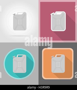metallic jerrycan flat icons vector illustration isolated on background Stock Vector