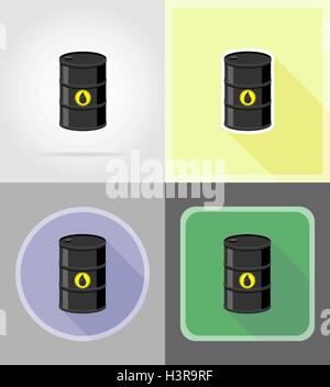 black barrel for oil flat icons vector illustration isolated on background Stock Vector