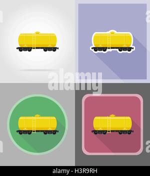 railway carriage for delivery and transportation of fuel flat icons vector illustration isolated on background Stock Vector