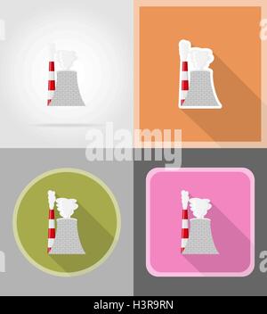 nuclear reactor flat icons vector illustration isolated on background Stock Vector