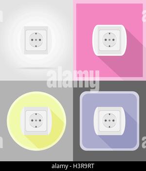 electrical socket flat icons vector illustration isolated on background Stock Vector