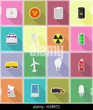 power and energy flat icons vector illustration isolated on background Stock Vector