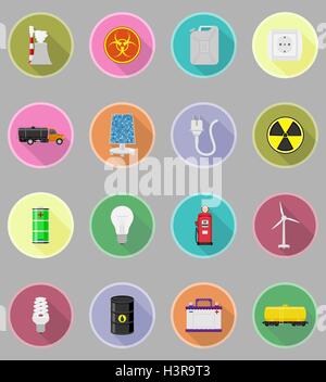power and energy flat icons vector illustration isolated on background Stock Vector