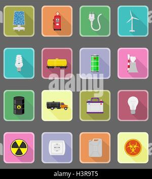 power and energy flat icons vector illustration isolated on background Stock Vector