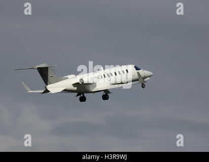 Bombardier Learjet 45 G-PFCT taking of at Luton Airport, UK Stock Photo