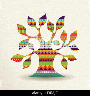 Tree decoration in fun happy colors with abstract geometric shapes, concept nature design. EPS10 vector. Stock Vector