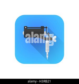 vector colorful flat design rotary tattoo machine illustration rounded square icon with shadow Stock Vector