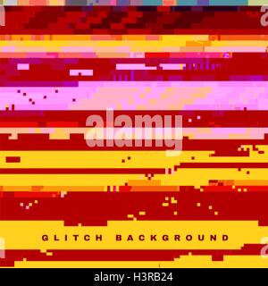 vector vibrant orange red color stripes modern abstract digital glitch graphic design damaged data file background Stock Vector
