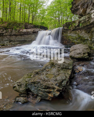 McCormick's Creek State Park, Indiana: McCormick's Creek falls in early spring Stock Photo