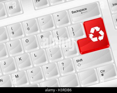 White computer keyboard recycle symbol. Vector illustration. Stock Vector