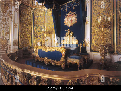 Germany, Upper Bavaria, Oberammergau, castle gentle court, inside, bedroom Stock Photo