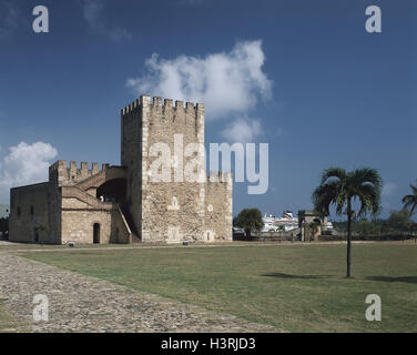 The Dominican Republic, Santo, Domingo, Old Town, fortress Fortaleza, Ozama, tower 'Torre del Homenaje' the Caribbean, West-Indian islands, Caribbean islands, the Greater Antilles, island Hispaniola, province Distrito Nacional, capital, Ciudad Colonial, f Stock Photo