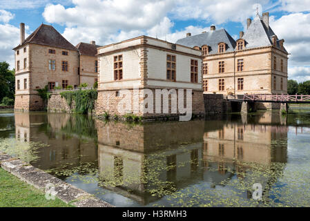 A view from the moat of the historic burgundian renaissance Chateau de Cormatin on a sunny Summer day Stock Photo
