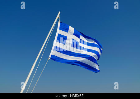 Greek flag as a yacht ensign Stock Photo