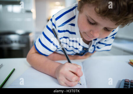 Boy doing his homework Stock Photo