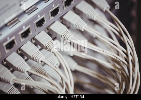 Close-up of rack mounted server Stock Photo