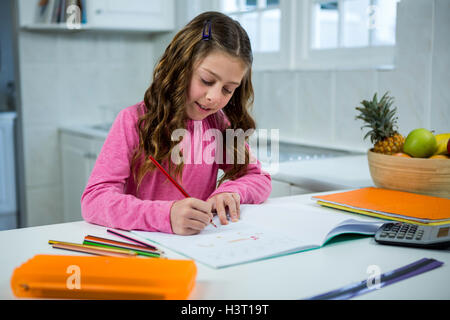 Girl doing her homework Stock Photo