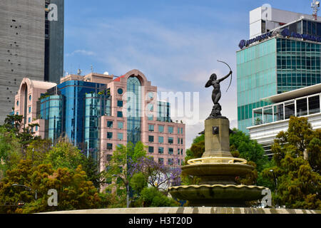 The Huntress Diana Fountain (Fuente de la Diana Cazadora) is a monumental fountain of Diana. Stock Photo