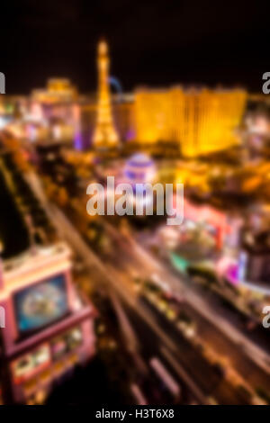 Defocused blur of Las Vegas at night with lights and resort casinos Stock Photo