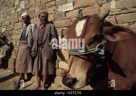 Yemen, wadi Hadramaut, Shibam, Old Town, market, dealer, tree bark, the Near East, peninsula Arabia, Arabian peninsula, Yemen, Al-Djumhurijja al-Jamanijja, East, Hadhramaut, Hadramut, Schibam, town, architecture, historically, architectural style, south-i Stock Photo