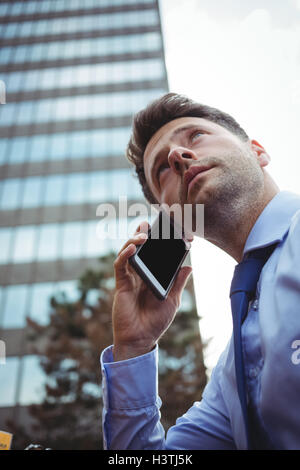 Businessman talking on mobile phone Stock Photo