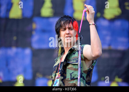 BARCELONA - MAY 29: Julian Casablancas and The Voidz (band) performs at Primavera Sound 2015 Festival. Stock Photo