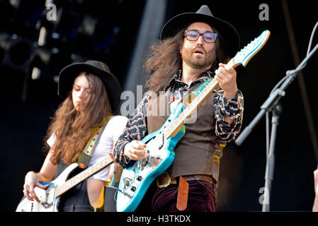 BARCELONA - MAY 30: The Ghost of a Saber Tooth Tiger (band) performs at Primavera Sound 2015 Festival. Stock Photo