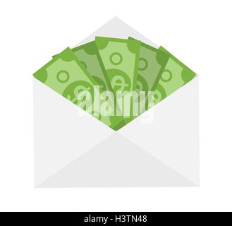 US Dollar Stack Paper Banknotes in Envelope  Icon Sign Business Stock Vector