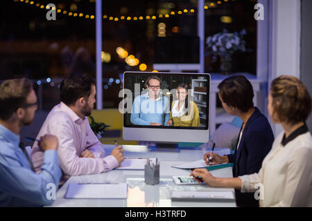 Business team having video conference Stock Photo