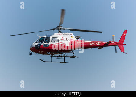 Helicopter EC 120B Colibri in the air, Pfaffnau, Lucerne, Switzerland Stock Photo