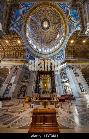 St. Peter's Basilica is a Late Renaissance church located within the Vatican City. Stock Photo