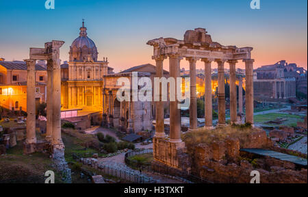 Forum Romanum is located between the Palatine Hill and the Capitoline Hill of the city of Rome, Italy. Stock Photo