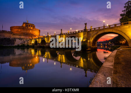 Castel Sant'Angelo, is a towering cylindrical building in Rome, Italy Stock Photo