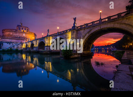 Castel Sant'Angelo, is a towering cylindrical building in Rome, Italy Stock Photo