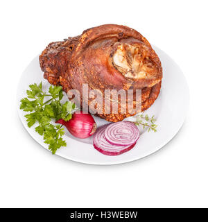 Smoked pork trotter with herbs and spices Stock Photo