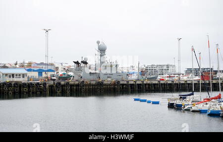 Dragon Harald Fairhair, a large Viking long ship built in the municipality of Haugesund, Norway. It is the largest Viking ship that travel between Norway and America. Dated 21st Century Stock Photo