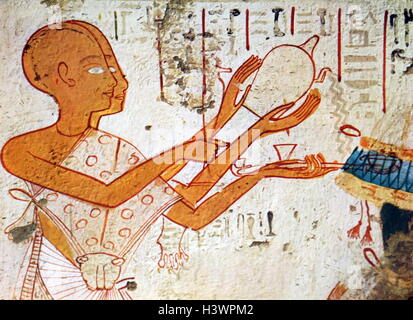 Egyptian tomb wall painting from Thebes, Luxor. Dated 11th Century BC Stock Photo