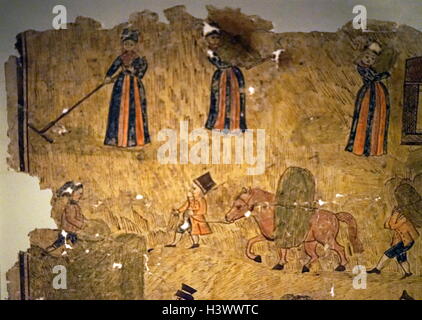 Medieval agricultural scene. Dated 14th Century Stock Photo