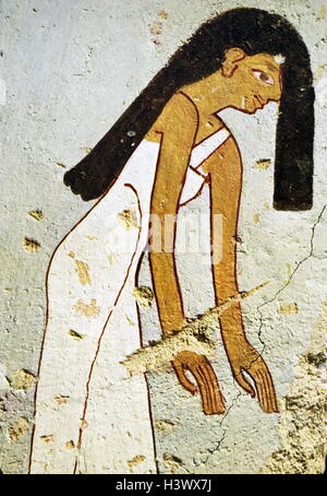 Egyptian tomb wall painting from Thebes, Luxor. Dated 11th Century BC Stock Photo