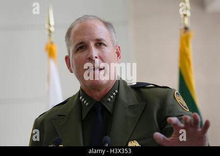 Washington DC, USA. 11th October, 2016. U.S. Chief of Border Patrol Mark Morgan delivers remarks after being sworn in to the position during a ceremony at the Ronald Reagan Building October 11, 2016 in Washington, D.C. Credit:  Planetpix/Alamy Live News Stock Photo