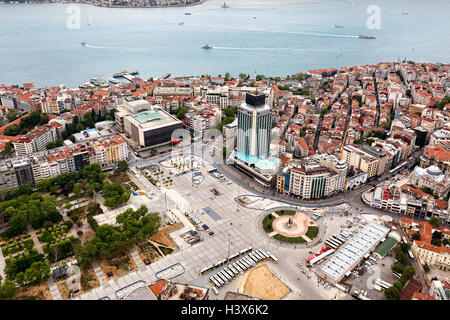 Istanbul, Turkey - May 1, 2016 : Taksim square Istanbul from air Stock Photo