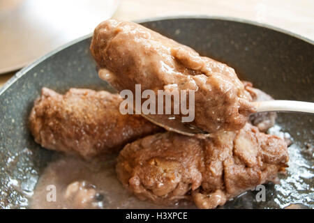 beef roulades with pan gravy Stock Photo