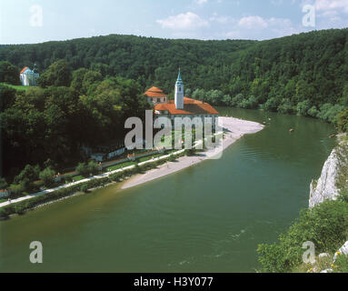 Germany, Lower Bavaria, the Danube, cloister world castle, Europe, Bavarians, Franconia, close throaty home, Danube breakthrough, late baroque, cloister, world castle, river, place of interest, culture, summer river Danube Stock Photo