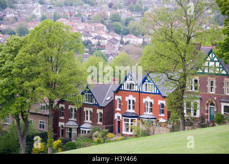 Sheffield, UK 03 May 2014: Homes on the hillside enjoy stunning views over the city on 03 May 2014 at Meersbrook Park, Sheffield Stock Photo