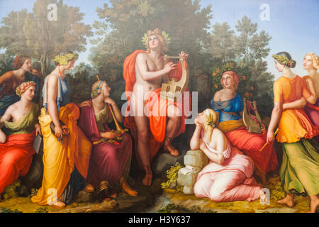 Germany, Bavaria, Munich, The New Pinakothek Museum (Neue Pinakothek), Painting titled 'Apollo and the Muses' Stock Photo