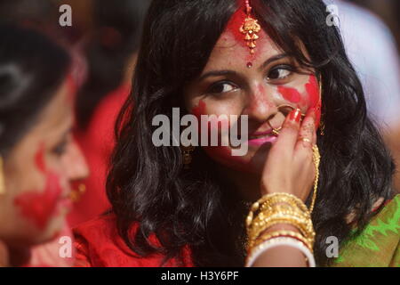 Sindur Khela On Last Day Of Durga Puja Bijoya Dasham Stock Photo